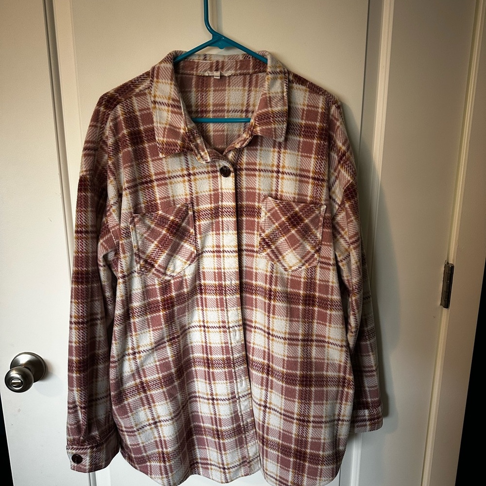 Maurices Plaid Shacket - Mauve and Cream